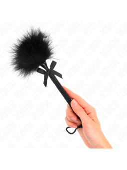 KINK - BACCHETTA IN CORDA DI NYLON CON PIUME TICKLE E FIOCCO NERO 25 C