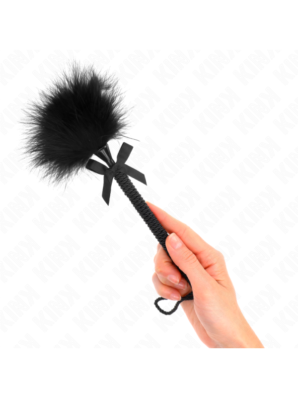 KINK - NYLONSEILSTAB MIT KITZELFEDERN UND SCHWARZER SCHLEIFE 25 CM
