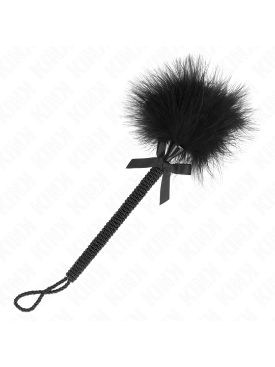 KINK - BACCHETTA IN CORDA DI NYLON CON PIUME TICKLE E FIOCCO NERO 25 C