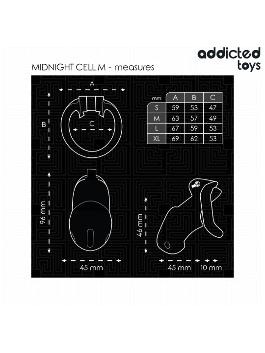 ADDICTED TOYS LOCKED - MINDNIGHT CELL PENIS CAGE GRÖSSE M