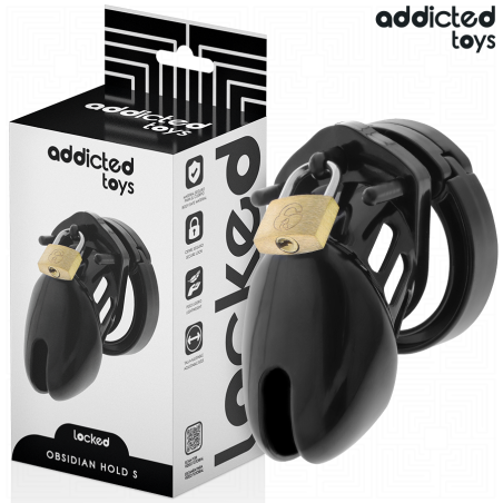ADDICTED TOYS LOCKED - GAIOLA DE PÊNIS DE OBSIDIANA TAMANHO S