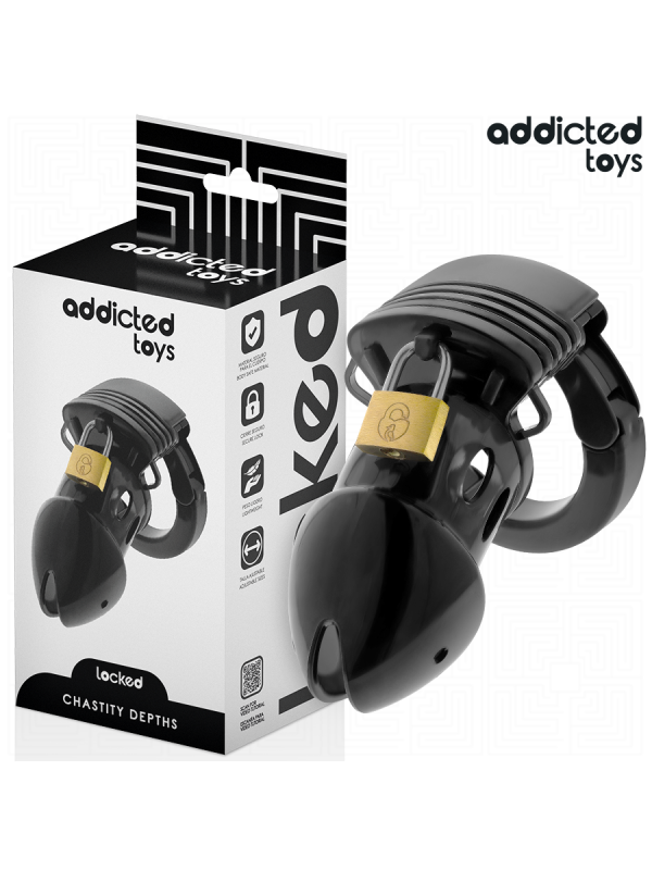 ADDICTED TOYS LOCKED - CAGE À PÉNIS CHASTETÉ PROFONDEUR 7,5 CM