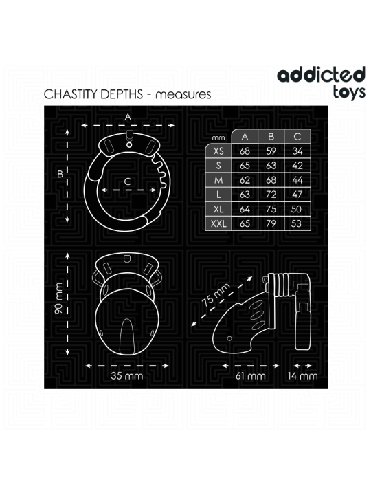ADDICTED TOYS LOCKED - GAIOLA PARA PÊNIS CHASTITY DEPHHS 7,5 CM