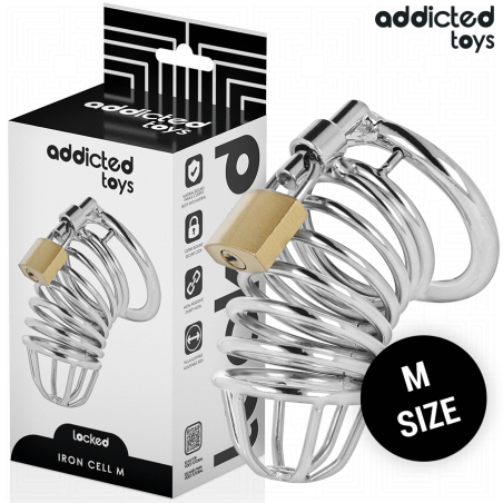 ADDICTED TOYS LOCKED - GAIOLA DE PÊNIS DE METAL COM CÉLULA DE FERRO TA