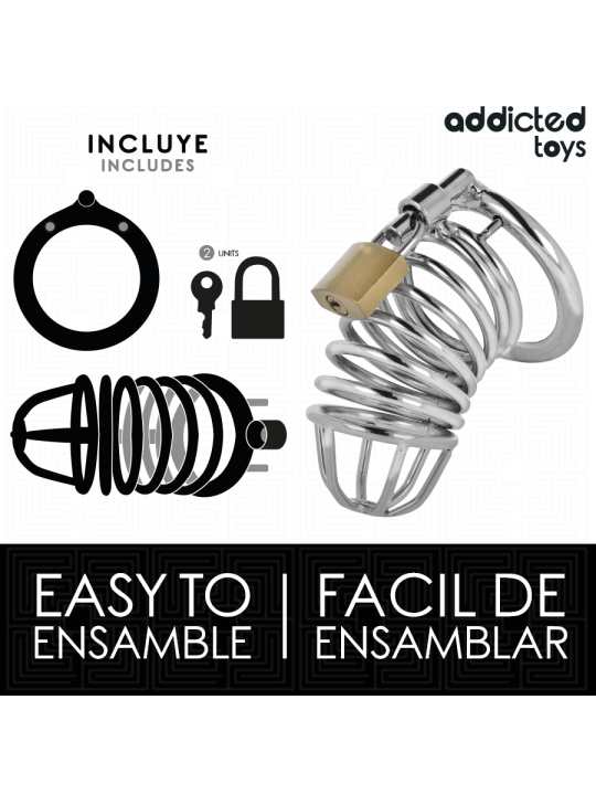 ADDICTED TOYS LOCKED - CAGE À PÉNIS EN MÉTAL IRON CELL 4 CM TAILLE S
