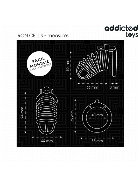 ADDICTED TOYS LOCKED - IRON CELL METALL-PENISKÄFIG 4 CM GRÖSSE S