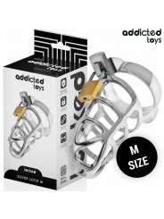 ADDICTED TOYS LOCKED - GABBIA PER PENE CON SERRATURA IN ARGENTO TAGLIA