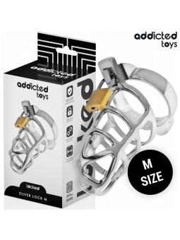 ADDICTED TOYS LOCKED - CAGE À PÉNIS EN MÉTAL AVEC VERROU ARGENT TAILLE