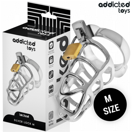 ADDICTED TOYS LOCKED - ZILVEREN SLOT PENISKOOI METAAL MAAT M