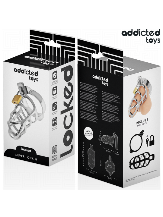 ADDICTED TOYS LOCKED - GABBIA PER PENE CON SERRATURA IN ARGENTO TAGLIA