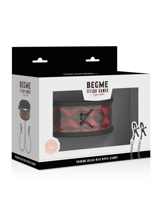 BEGME - COLAR EDIO VERMELHA COM BRAADEIRAS COM FORRO DE NEOPRENE
