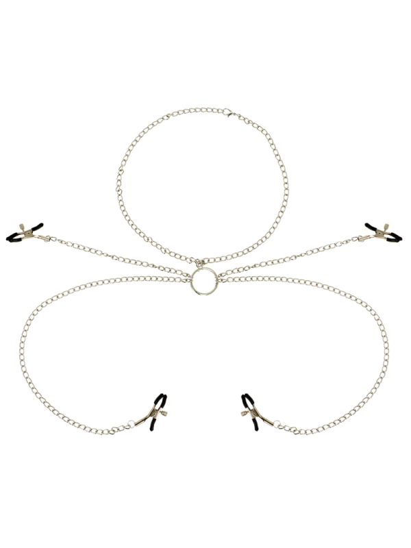 OHMAMA FETISH 4 PINCES À TÉTONS AVEC COLLIER CHAÎNE
