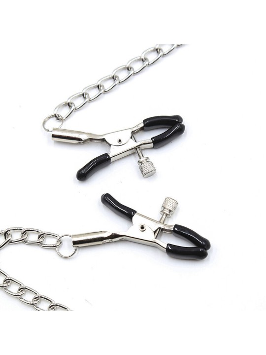 OHMAMA FETISH - ZWARTE BALL GAG MET TEPELKLEMMEN