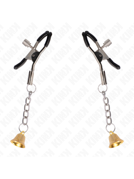 KINK - PINZAS PARA PEZONES CON COLGANTE DE CAMPANA DORADO 6 CM