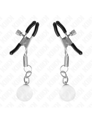 KINK - GLASS BEAD NIPPLE CLAMPS SILVER 6 CM