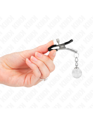 KINK - PINZAS PARA PEZONES PLATEADAS CON COLGANTE DE VIDRIO 6 CM