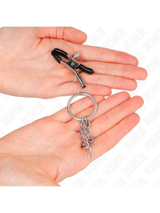 KINK - O RING NIPPLE CLAMP AND LITTLE CHAIN SILVER 6 CM