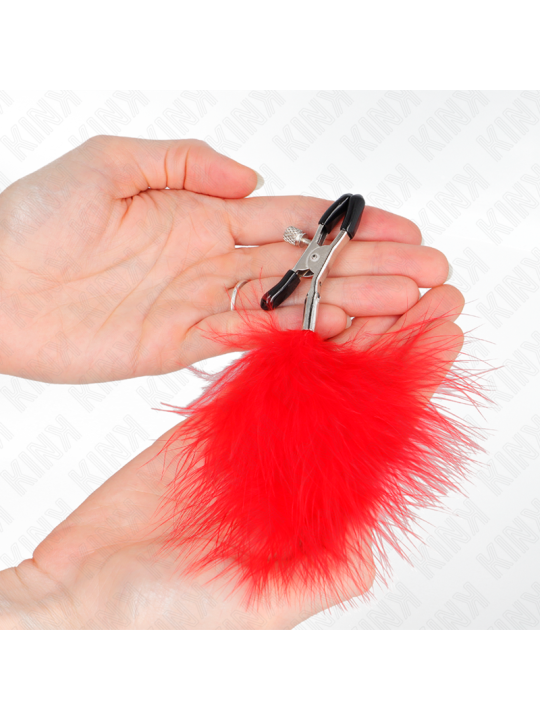 KINK - PINZAS PARA PEZONES CON PLUMA ROJO 7 CM