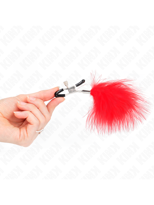 KINK - PINZAS PARA PEZONES CON PLUMA ROJO 7 CM