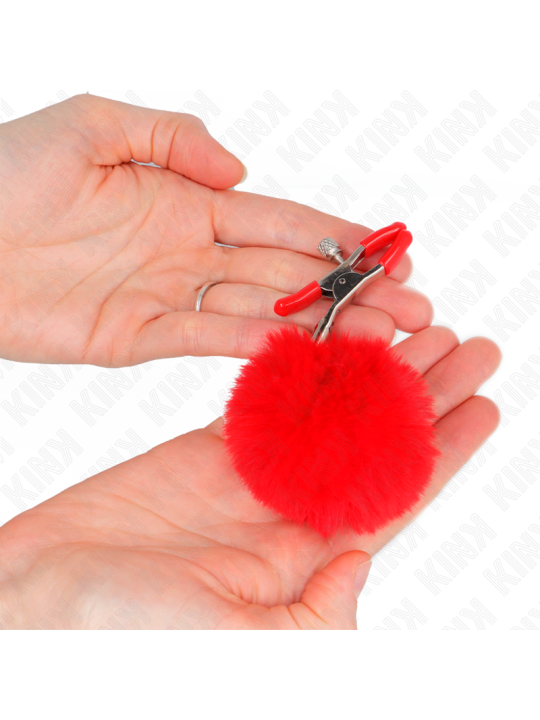 KINK - PINZAS PARA PEZONES CON POMPÓN ROJO 6 CM