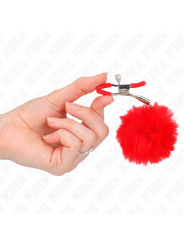 KINK - GRAMPO DE BOLA DE PELE FALSA VERMELHO 6 CM