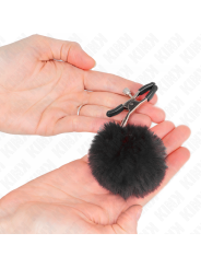 KINK - PINCE A METON BOULE EN FAUSSE FOURRURE NOIR 6 CM