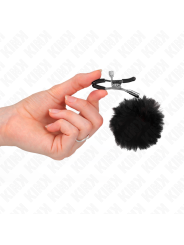 KINK - KUNSTFELLBALL-NIPPELKLAMMER SCHWARZ 6 CM