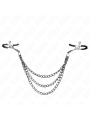 KINK - DRIEVOUDIGE KETTING TEPELKLEMMEN ZWART 20/23/28 CM