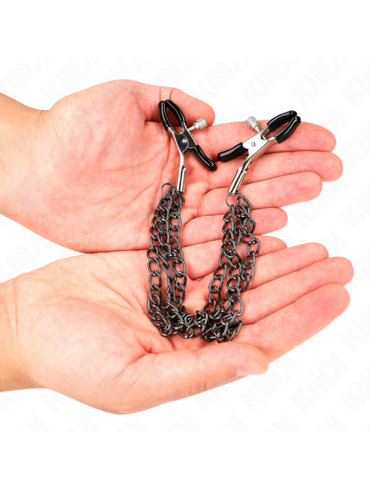 KINK - PINCES À METELIER AVEC 3 CHAÎNES NOIRES 20/23/28 CM
