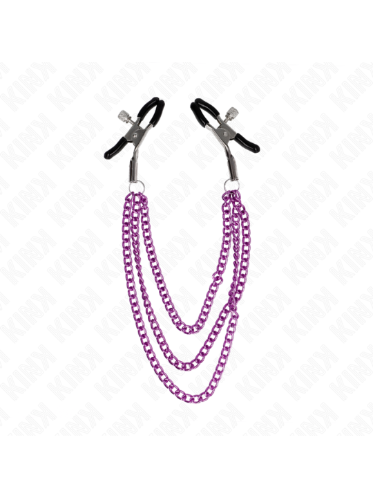KINK - PAARSE DRIEVOUDIGE KETTING TEPELKLEMMEN 20/23/28 CM