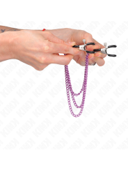 KINK - PAARSE DRIEVOUDIGE KETTING TEPELKLEMMEN 20/23/28 CM