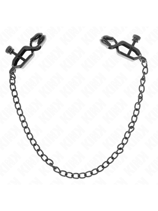 KINK - PINZAS PARA PEZONES PLANAS NEGRO CON CADENA NEGRO 30 CM