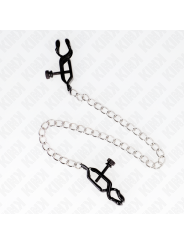 KINK - PINZAS PARA PEZONES PLANAS NEGRO CON CADENA PLATEADO 30 CM
