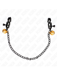 KINK - PINZAS PARA PEZONES PLANAS NEGRO CON CASCABEL Y CADENA PLATEADO