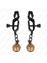 KINK - PINZAS PARA PEZONES PLANAS NEGRO CON CASCABEL 7 CM