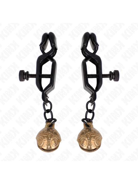 KINK - PINZAS PARA PEZONES PLANAS NEGRO CON CASCABEL 7 CM