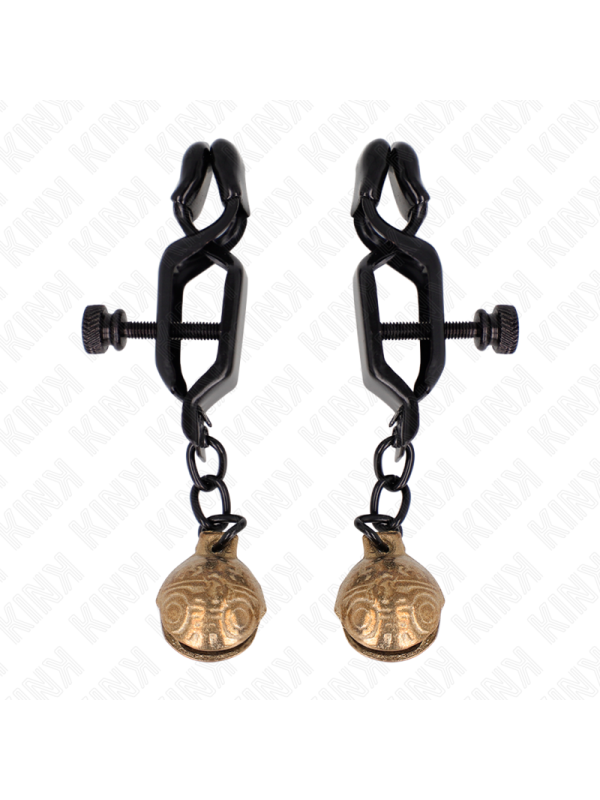 KINK - PINZAS PARA PEZONES PLANAS NEGRO CON CASCABEL 7 CM