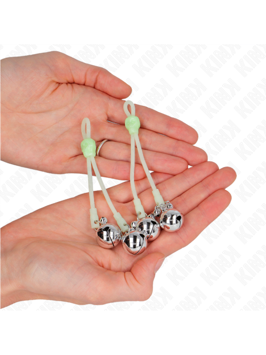 KINK - PINCES À TETON LUMINEUSES CRÂNE AVEC ANNEAU CLOCHES RÉGLABLES V