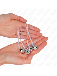 KINK - LUMINOUS SKULL NIPPLE CLAMPS WITH RING BELLS ADJUSTABLE PINK / 