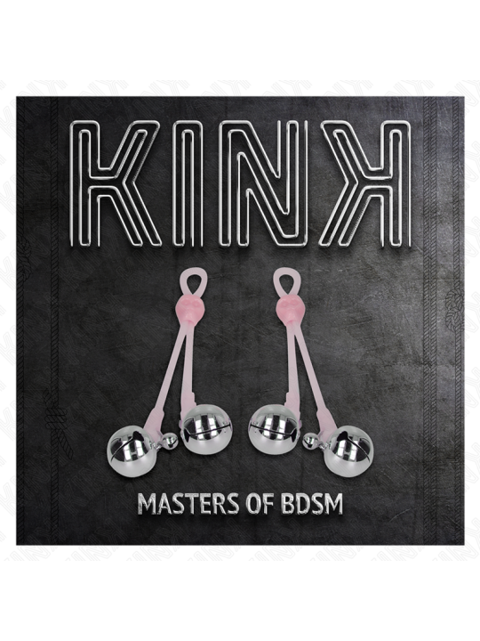 KINK - LUMINOUS SKULL NIPPLE CLAMPS WITH RING BELLS ADJUSTABLE PINK / 