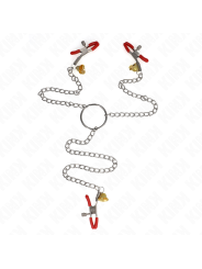 KINK - MORSETTI PER CAPEZZOLI TRIPLI E CLIT ROSSO CON CATENA 30 CM