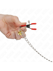 KINK - MORSETTI PER CAPEZZOLI TRIPLI E CLIT ROSSO CON CATENA 30 CM