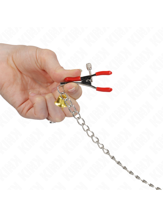 KINK - BELL 3-FACH NIPPEL- UND KLITORISKLEMMEN ROT MIT KETTE 30 CM