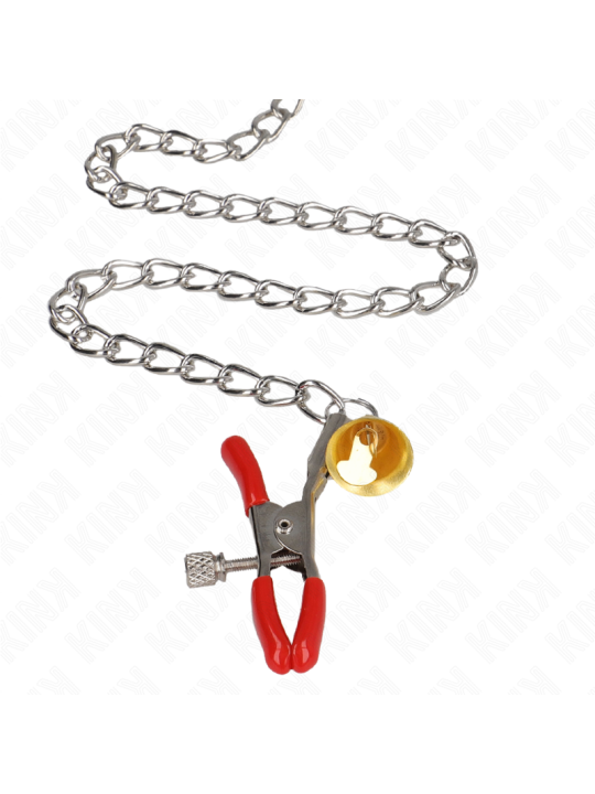KINK - BELL 3-FACH NIPPEL- UND KLITORISKLEMMEN ROT MIT KETTE 30 CM