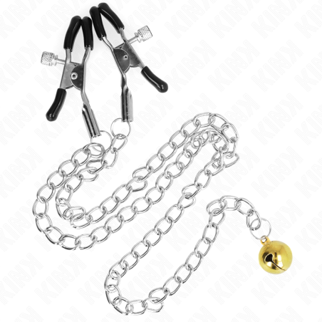 KINK - TEPELKLEMMEN MET GOUDEN BEL EN KETTING 30 CM