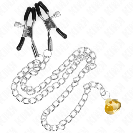 KINK - TEPELKLEMMEN MET GOUDEN BEL EN KETTING 30 CM