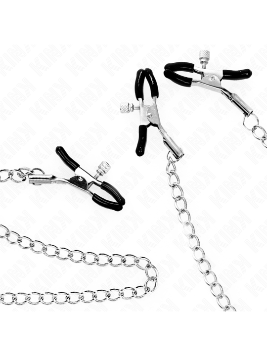 KINK - PINÇAS TRIPLAS PARA BICOS E CLITÓRIS COM CORRENTE MODELO 0