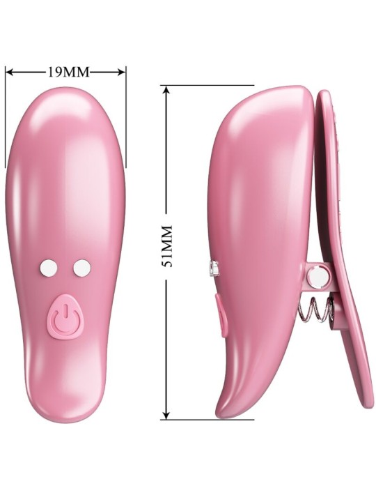 PRETTY LOVE - CAILEY NIPPLE CLAMPS 10 VIBRATIONS REMOTE CONTROL PINK