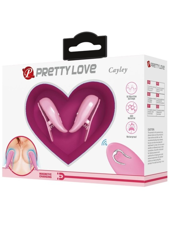 PRETTY LOVE - CAILEY NIPPLE CLAMPS 10 VIBRATIONS REMOTE CONTROL PINK