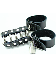OHMAMA FETISH - JAULA PENE CON ANILLAS METALICAS Y CORREAS PIEL